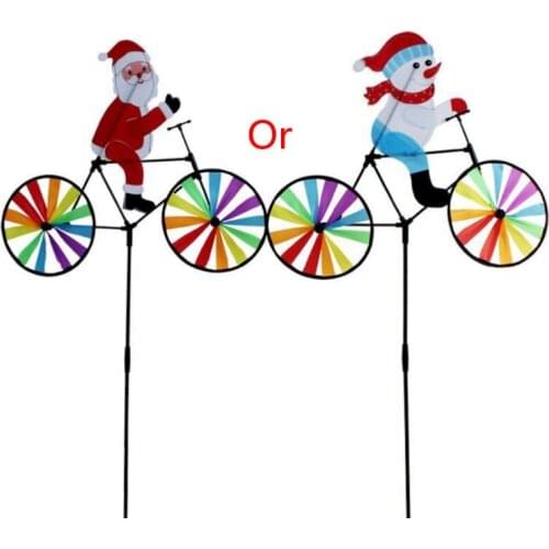 3D Large Snowman Santa Claus On Bike Windmill Wind Spinner Whirligig Yard Garden Decor Christmas Gift