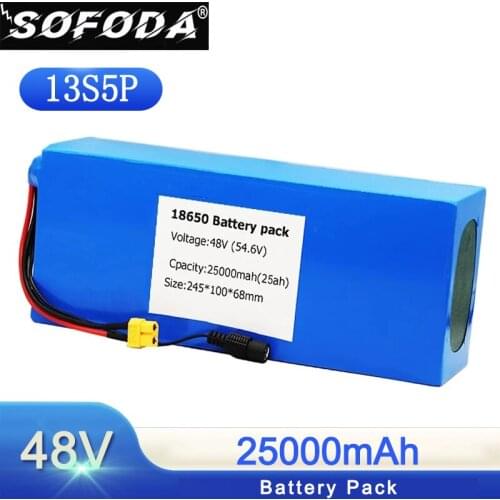 48V battery 48V 25ah 13S5P 18650 lithium ion battery pack XT60 plug 48V 25AH electric bike battery for 48V 500W 750W 1000W motor