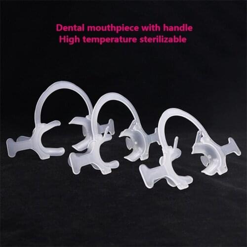5Pcs Dental C Type Mouthpiece With Handle Orthodontic Flares Teeth Whitening Support