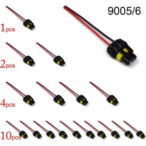 9005 Wire Connector 9006 9012 HB3 HB4 H10 HIR2 Cable 2 Pins Plug Adapter Foglight HeadLight HID LED Socket 1Pcs 2Pcs 4Pcs 10Pcs