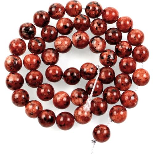 Natural Stone Beads Black Spot Red Marble Loose Beads for Jewelry Making Needlework DIY Bracelet Strand 4-12 MM
