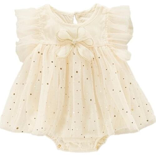 Baby summer jumpsuit super cute baby girl hundred days according to clothes summer fart clothes thin gauze skirt princess romper