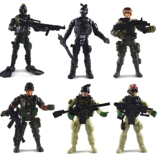 6pcs/set Police Elite Heroes Model Action Figures Joints Movable Modern Army Soldier Playhouse Action Toys Gifts for Boys