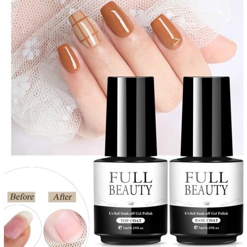7ml Gel Nail Polish No Wipe Base Coat Top Coat Transparent Soak Off Primer Long Lasting Gel Lacquer Foundation Varnish LY1571-2