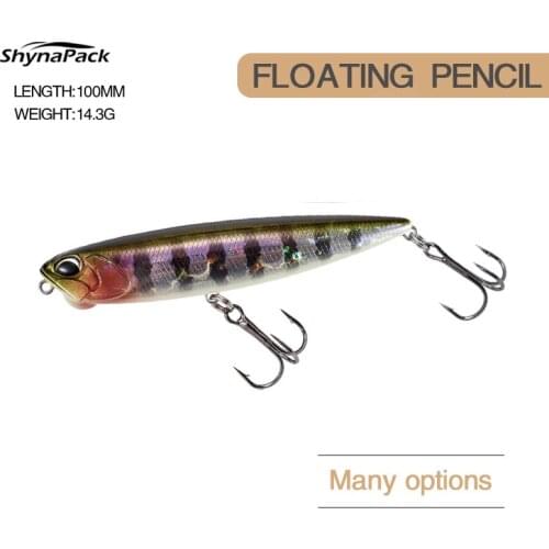 Pencil Topwater Fishing Lure Fishing 100mm 14.3g Floating Sea Hooks Bait 2 Treble Hooks Artificial Fishing Hard Bait Crankbait