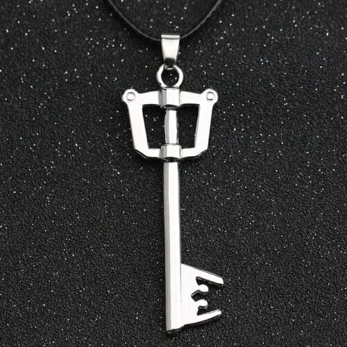 Kingdom Hearts Necklace Keyblade Key Sora Riku Kair Roxas Logo Silver Color Pendant Fashion New Hot Game Jewelry Men Wholesale