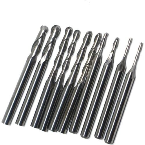 3.175mm Shank Carbide Ball Nose End Mill CNC Engraving Router Bit Set Spiral Milling Cutter Taper Wood Metal Milling Cutter
