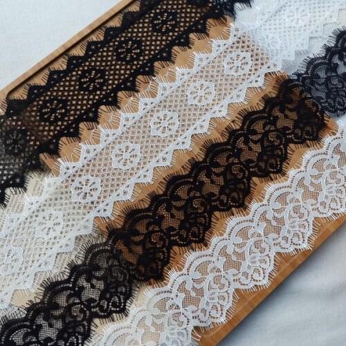 6M/2pc Bilateral Eyelash Lace Fabric Trim DIY Dress Wedding Veil Decorative Trim Sexy Lingerie Lace RS2516