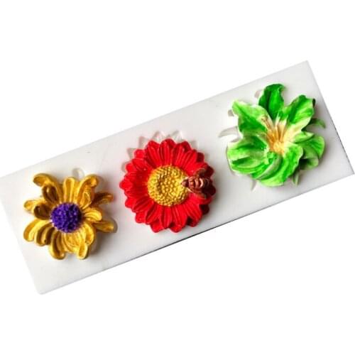 Hot Sale New 3D Silicone Fondant Molds Rose Sunflower Petal Shaped Cake Decorate Tools Mini Soap
