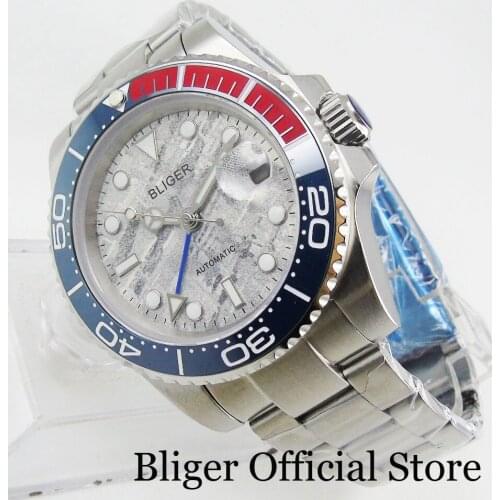 Mechanical Automatic Men Watch Sapphire Glass Date Function Blue GMT Hand Rotating Bezel 40mm