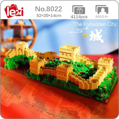 Lezi 8022 World Architecture China Great Wall Tree 3D Model DIY Mini Diamond Blocks Bricks Building Toy for Children no Box