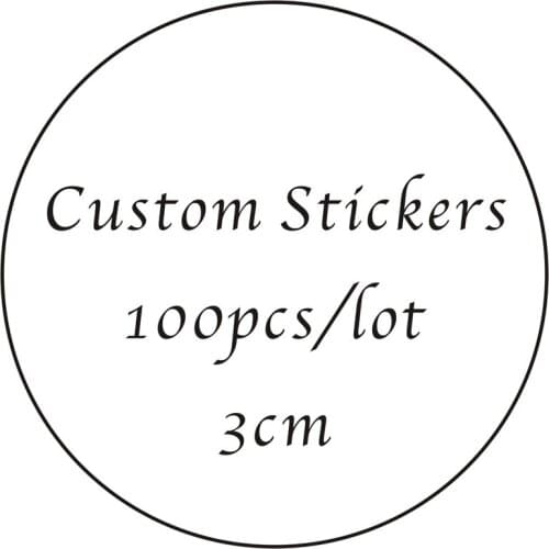 100PCS/lot 3cm White Custom Stickers Logo Transparent Personalized Labels Kraft Customized Logos Sticker Wedding Birthdays