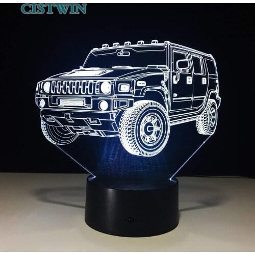 Car led night light gradient jeep shape USB bedside bedroom 3D table lamp children gift interior atmosphere light Christmas car