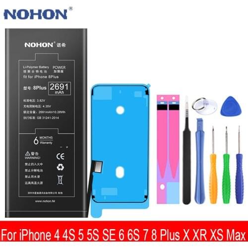 NOHON Battery For iPhone 6S 6 7 6 8 Plus iPhone 11 X SE 5 5S 5C XR XS MAX SE 2020 8Plus iPhone8 High Capacity Replacment Bateria