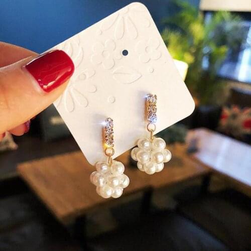 New Hot Sale Crystal Imitation Pearl Beaded Pendant Long Rhinestone Female Fashion Wedding Accessories Earrings Jewelry Aretes