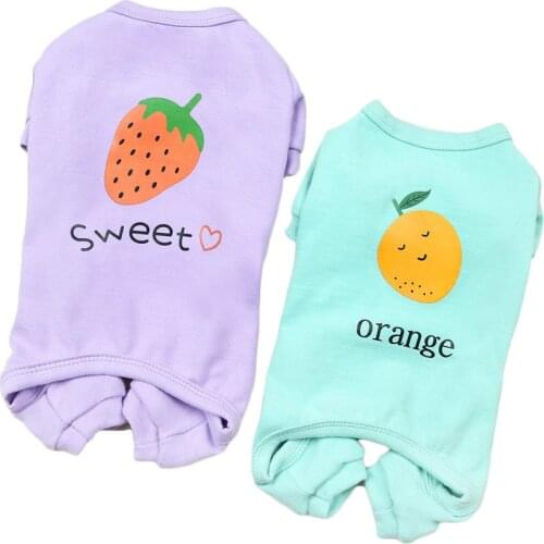 Fruit Print Dog Clothes Pet Cat Pajamas Jumpsuit Pullover Hoodies 4-legs Overalls For Small Dogs Chihuahua Shih Tzu Cat Pyjama#4