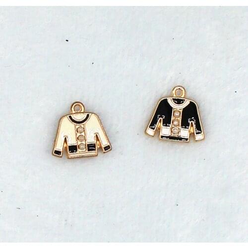 10pcs/set Enamel DIY Korean jewelry accessories oil drop alloy pendant black and white dot pearl clothes Charms XL477