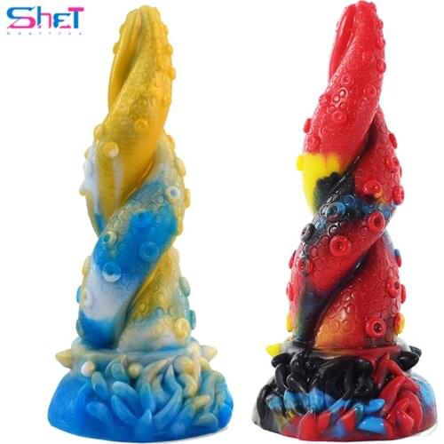2021 New twist anal plug with suction cup silicone dildos white yellow red bumpy stimulate sex toys for women men masturbator