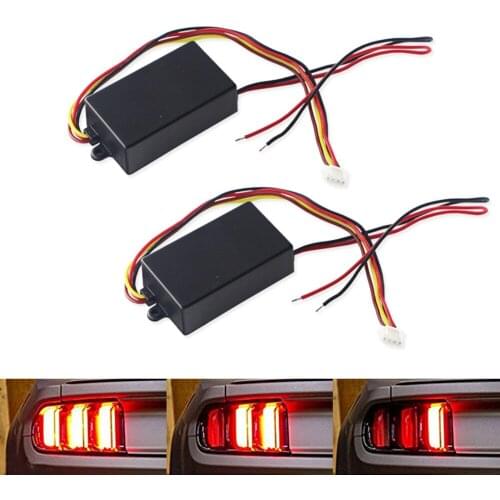 12V Car Turn Signal Light 3-Step Sequential Dynamic Chase Flash Module Boxes Controller 2PCS Auto Lamps