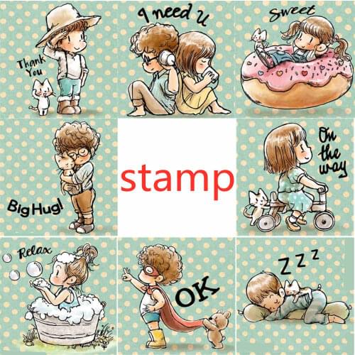 Cartoon Characters Pattern Stamp And Metal Die Scrapbooking Alphabet Stamp Embossing Craft Making Silicone Transparent Stamps