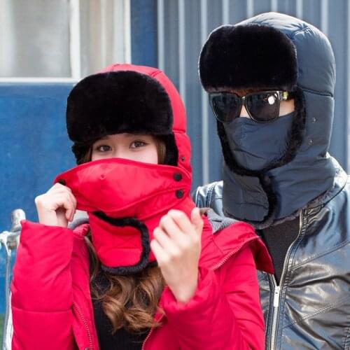 Windproof Outdoor Warm Earmuff Fur Hat Winter Men Mask Covering Ski Caps Head Warmer