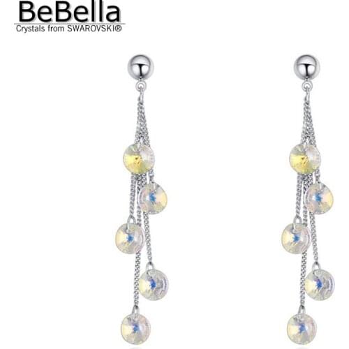 BeBella crystal pendant earrings long chain dangler for women crystals from Swarovski fashion jewelry party Christmas gift