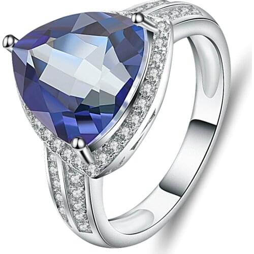 Gems Ballet 4.79Ct Triangle Natural Iolite Blue Mystic Quartz Gemstone Ring For Women 925 Sterling Silver Fashion Fine Jewelry