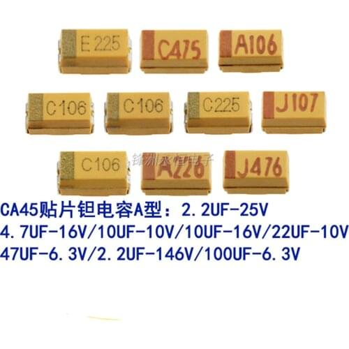 10PCS Tantalum Capacitor Type A Patch Liner 25v 16v 10v 10uf 1uf 2.2 3.3 4.7 22 106 1206