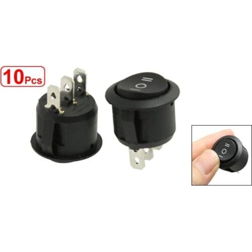 10 Pcs x ON/OFF/ON 3 Position SPDT Round Boat Rocker Switch 6A/250V 10A/125V AC