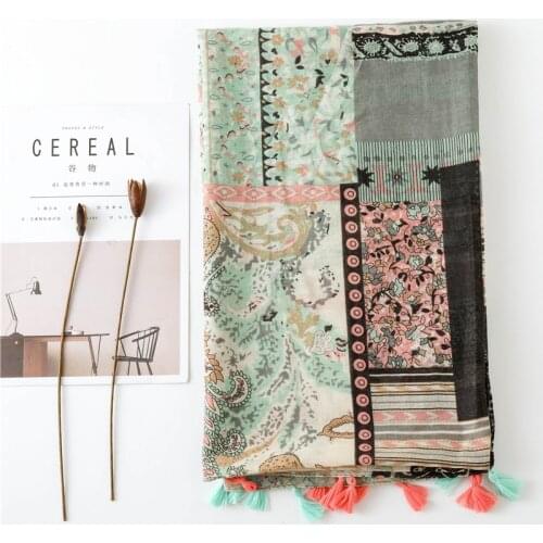 2018 Fashion Vintage Floral Tassel Scarves Shawls Women Paisley Foulard Scarf Hijab Muffler Wholesale 10pcs/lot Free Shipping