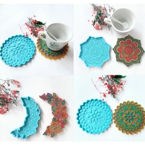 3 Pcs Flower Shaped Coaster Epoxy Resin Mold Cup Mat Casting Silicone Mould DIY Crafts Home Decoration Ornaments Making Tool