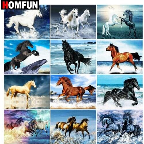 HOMFUN Full Square/Round Drill 5D DIY Diamond Painting "Animal horse landscape" Embroidery Cross Stitch 5D Home Decor Gift