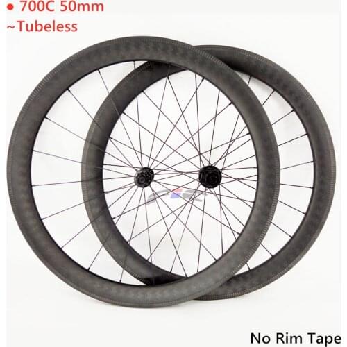 FIC 50mm tubeless ready carbon road wheel with CX ray MAC aero spoke 25mm wide 12K twill light weight clincher wheelset