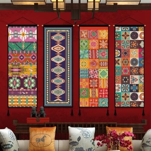 Bohemian Wall Hanging Scroll Painting Mural Living Room Decoration Backdrop Geometric Tapestry Canvas Posters and Prints