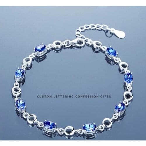 BLACK ANGEL 925 Sterling Silver Blue Topaz Sapphire Red Gemstone Bracelets For Female Fashion Jewelry Birthday Gift Dropshipping