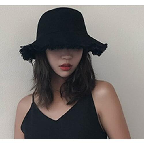 EROUHIR Hat womens sun hat, sunscreen, broken edge, wild tide washing denim sun hat