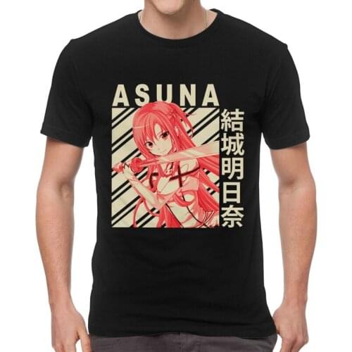 Sword Art Online T-Shirts Men Graphic T Shirt Short Sleeve Japan Animation Anime Sao Yuuki Asuna Tshirts Cotton Tee Top Clothes