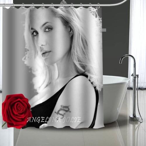 Hot Sale Custom Waterproof Shower Curtains Angelina Jolie Curtain Bathroom Waterproof Polyester Curtains For Bathroom With Hook