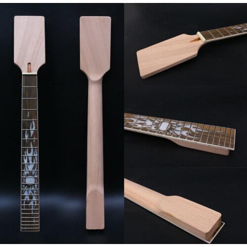 Fit Diy 22 Fret 25.5 inch Electric Guitar Neck Maple+Rosewood Fingerboard Hand-Made Unfinished