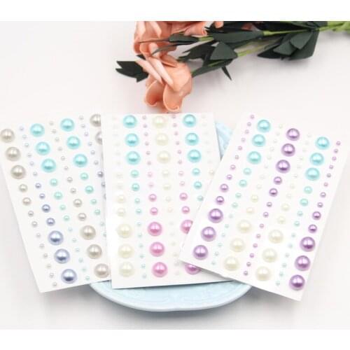 KLJUYP 3pcs/set Colorful Imitation Pearls Stickers for Scrapbooking/ DIY Crafts/ Card Making Decoration