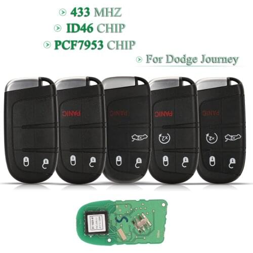 Bilchave 5pcs For Dodge Charger Journey Challenger Durango 300 FOB Smart 2/3/4/5 Buttons 433MHz ID46 PCF7953 Chip Remote Car Key