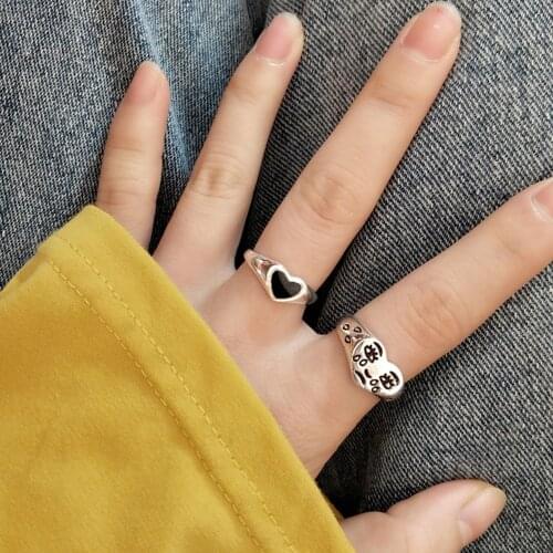 Korean Fashion Crying Heart Ring For Women Girls Trendy Vintage Open Adjustable Ring Special Resizable Ring Jewelry