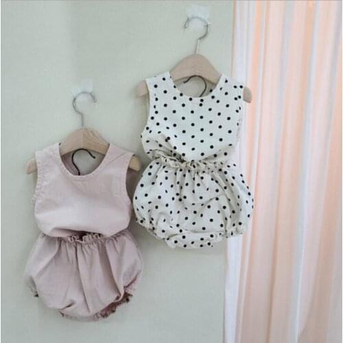 2020 Korea Style Babys Girls 2 Pcs Set Vest+PP Shorts Summer Cotton Fashion Babys Suits 6-24 month QH257