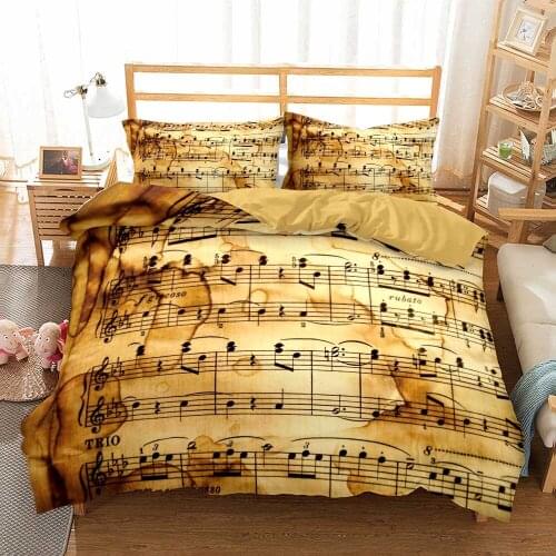 Print Music Piano Duvet Cover Sets Bedding Set Luxury Western Watercolor Bedclothes Cotton Dekbedovertrek 200x200 Bed Linens