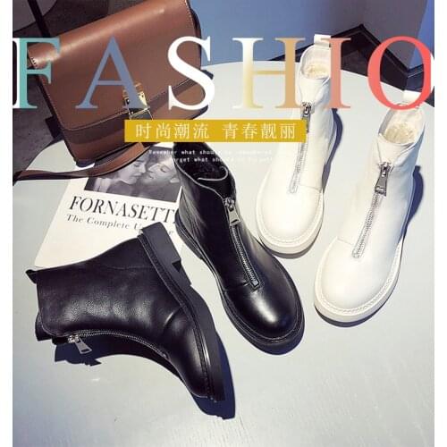 Leather Short Boots with Cotton Martin Boots Leather Boots Cowskin Women Boots 2021 White Boots Booties Woman Boots High Heels