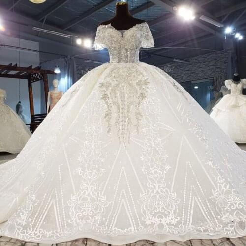 2021 New Arrivals Off The Shoulder Bridal Appliques Lace Gorgeous Ball Gown Wedding Dresses Robe De Mariee Princesse