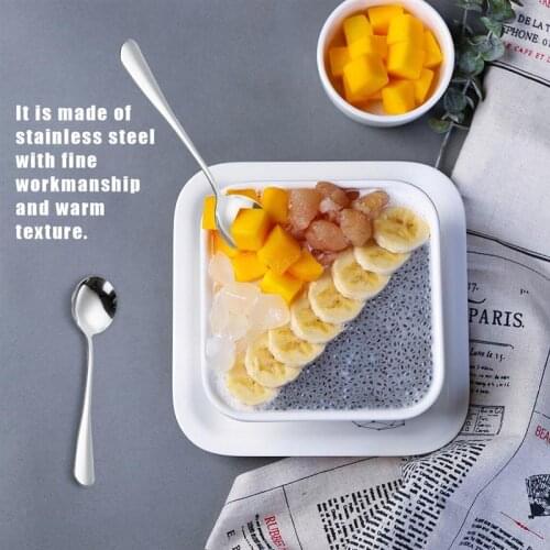 Spoon Stainless Steel Scoop Round Soup Scoop Long Handle Coffee Teaspoon Kitchen Utensil Dropshipping