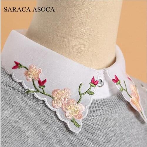 Fashion Embroidery White Shirt Detachable Collars Women All-Macth Sweater Fake Collar For Girls B212