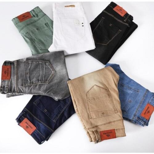 2020 Autumn New Jeans Man 7 Color Elasticity Slim Mens fashion pants Korean version Feet Rolled trousers