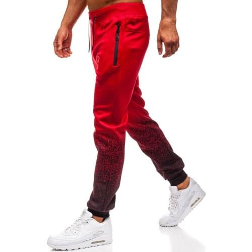 QNPQYX Men Full Sportswear Pants Casual Men Fitness Workout Pocket Pants Skinny Sweatpants Drawstring Gradient Color Trousers
